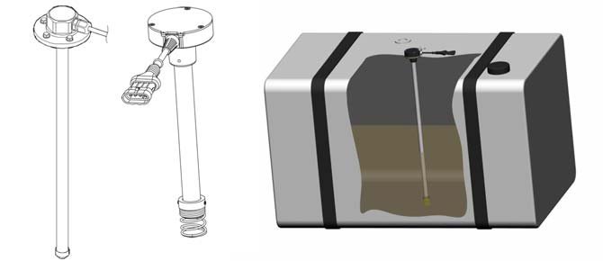 Ємнісний тип датчиків та спосіб його установки в бензобак
